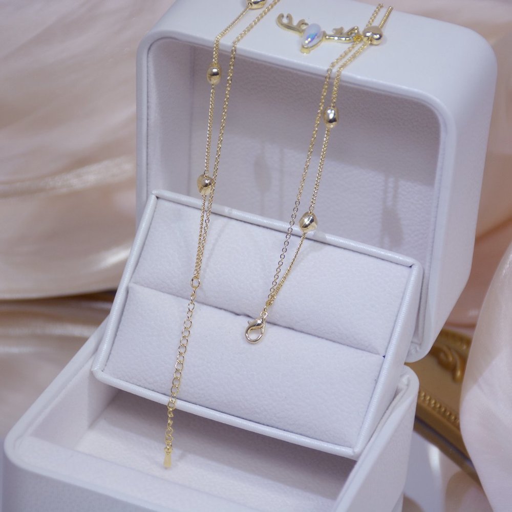 NEW 14k Gold Plated Diamond Heart Layer Necklace - Picture 6 of 7